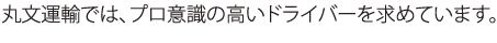丸文運輸では、プロ意識の高いドライバーを求めています。